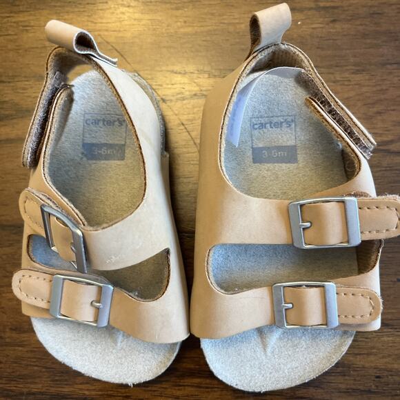 Carter's Infant 3-6 Months Adjustable Strap Sandals Brown Unisex Boho Hippychic - Picture 5 of 8